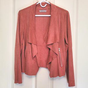 Bagatelle Collection Orange-ish Faux Suede Drape Front Jacket